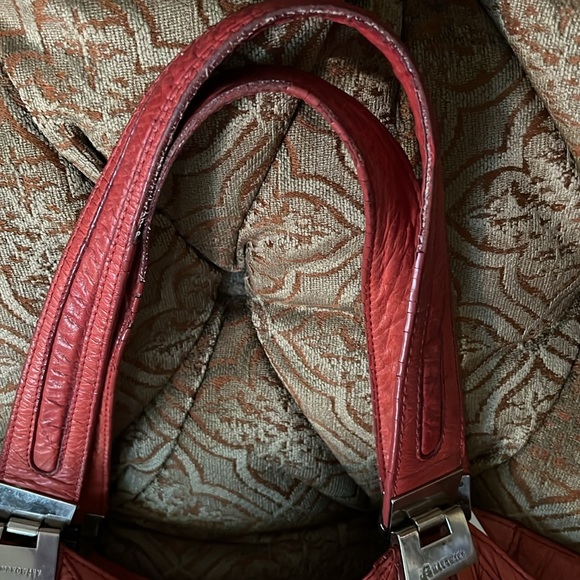 B Makowsky red leather shoulder bag with magnetic closure - Picture 3 of 7